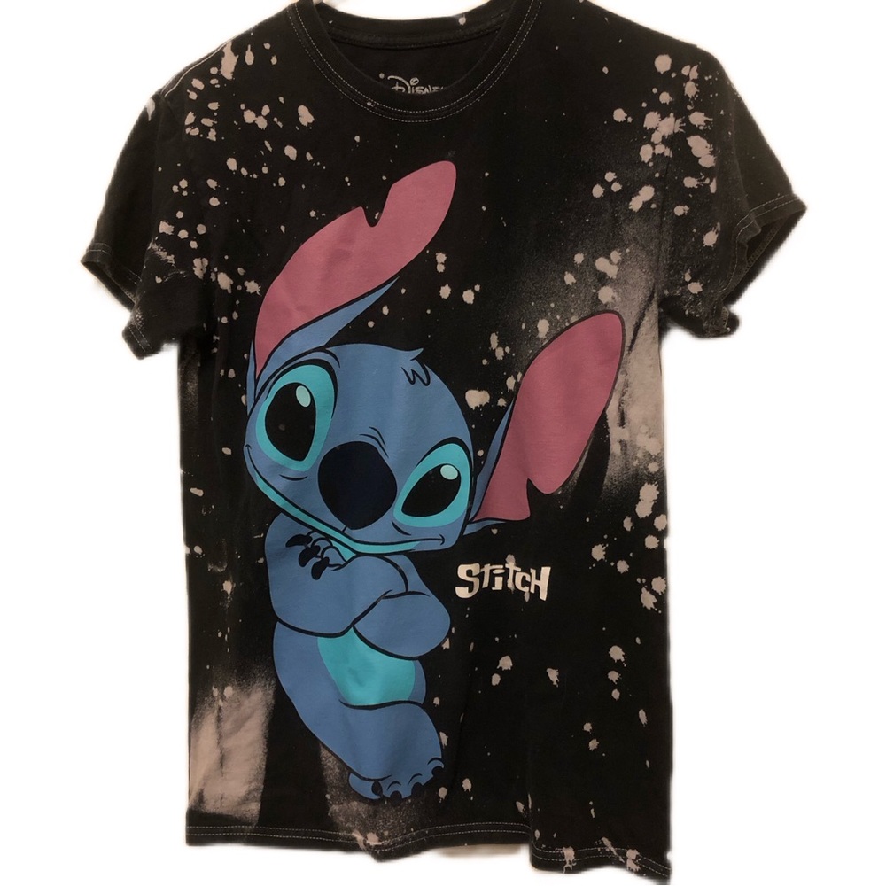 Disney Stitch Black Womens Size S  Shirt Short Sleeve